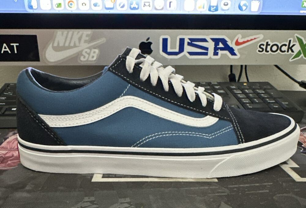 New Men's Size 7.5 Vans Old Skool Navy Blue Skate Shoes VN000D3HNVY